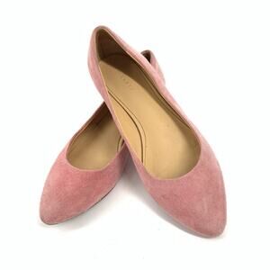 Theory Pointed Toe Suede Slip On Ballet Flats Size 37 7 US Womens Light Pink